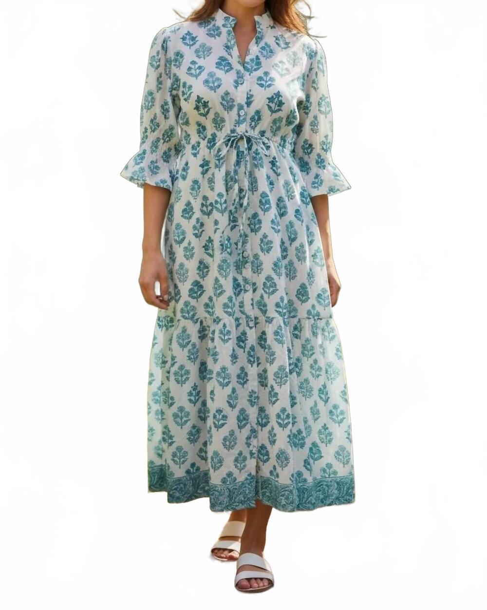NEW VICTORIA DUNN women's low country maxi dress in glacier blue
